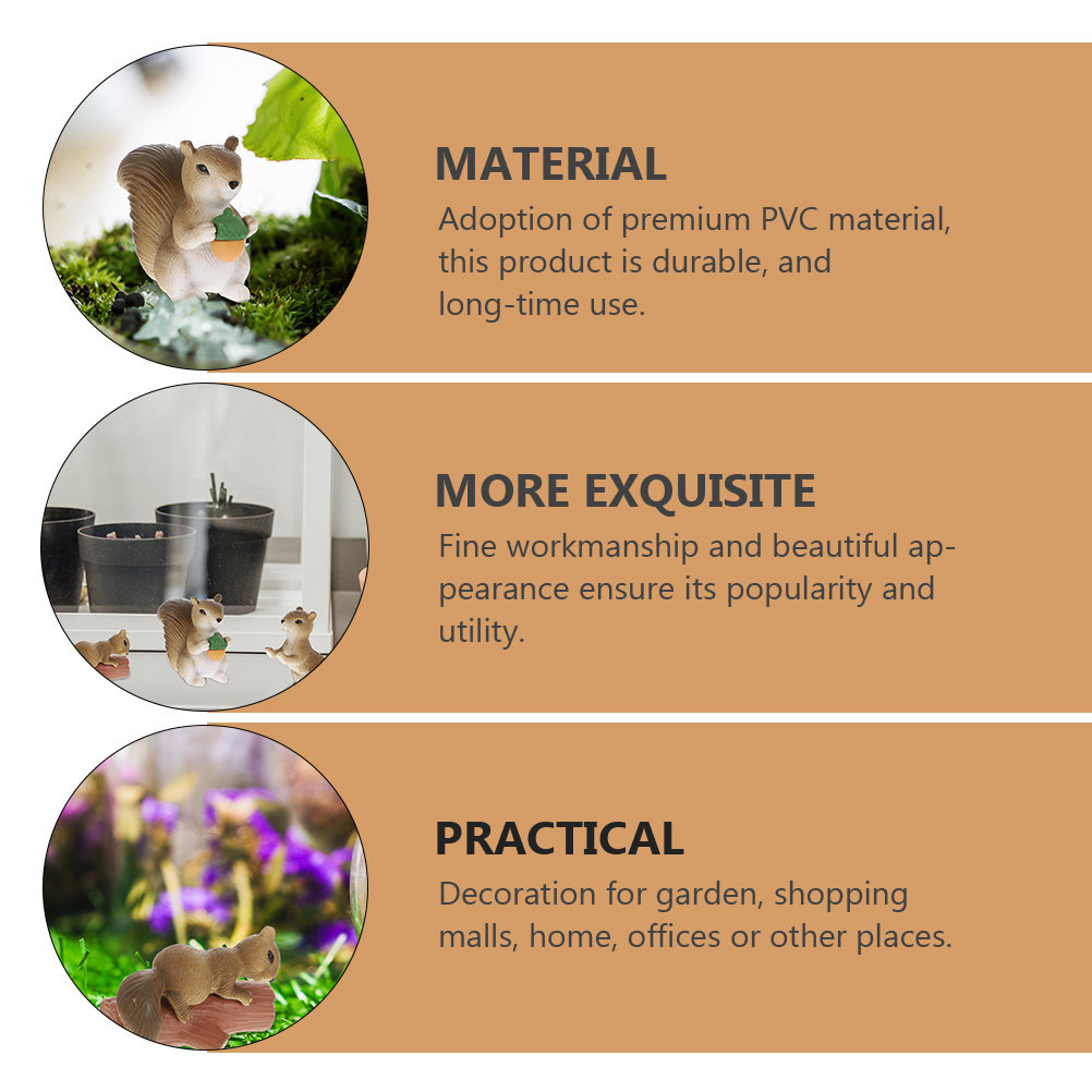 8個入り、愛らしいミニチュアデザインのリスのオーナメント。庭 - Bonsai Garden Landscape Design のレビューと価格