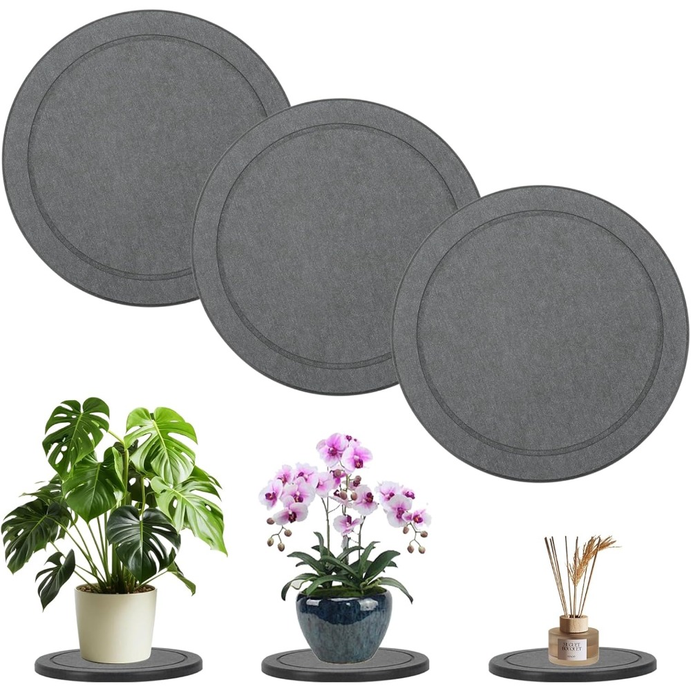珪藻土製プランターソーサー3点セット、3個入り、グレー、直径 - Drip Tray Saucer のレビューと価格
